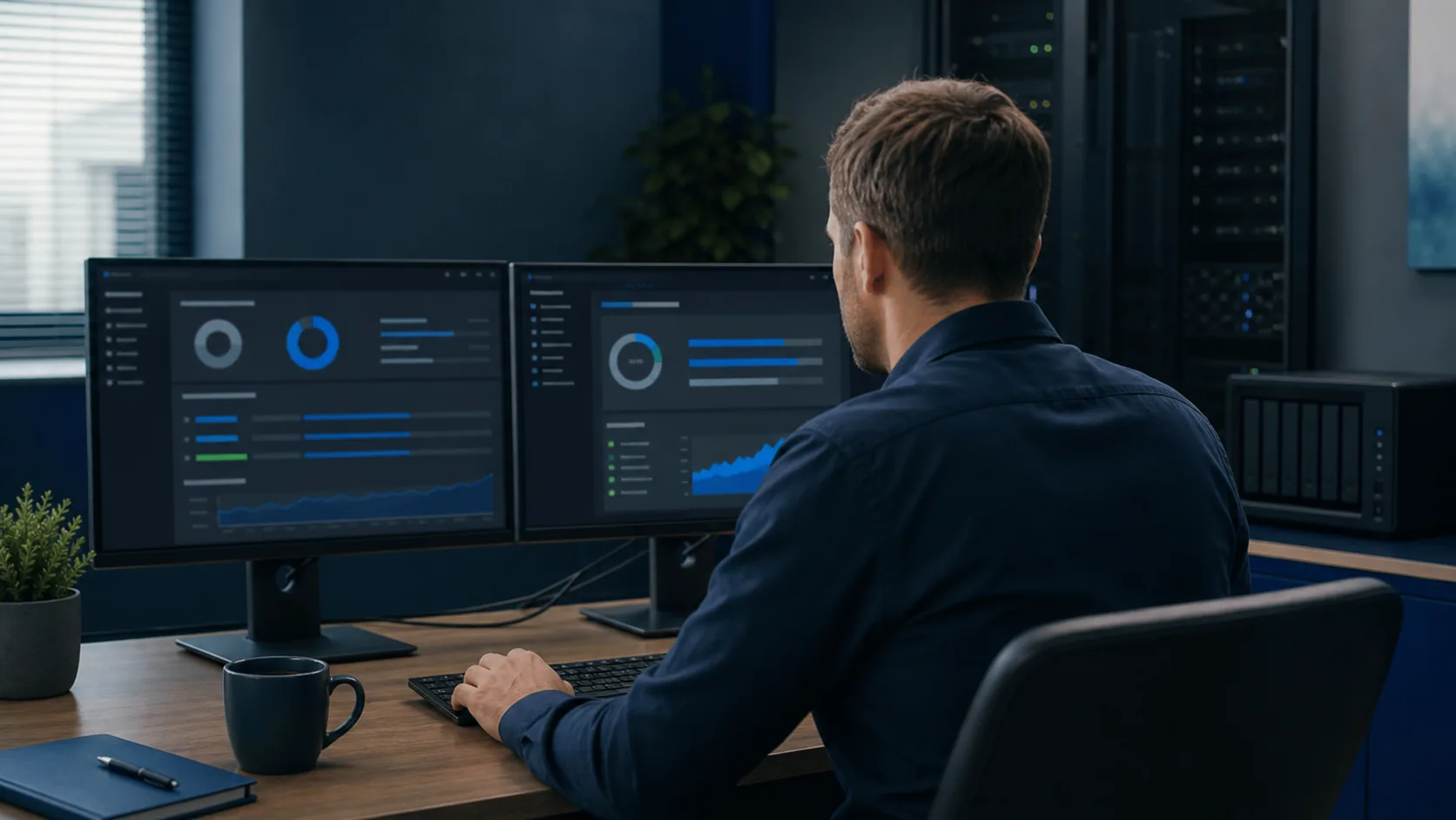 KI-generiertes Symbolbild: IT-Berater prüft Backup-Audit und Datensicherung für KMU in Diekholzen bei Hildesheim