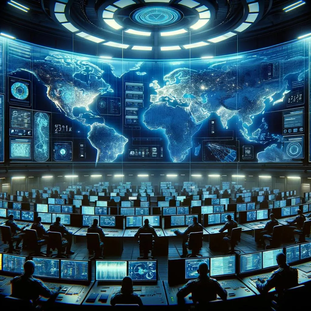 Cybersicherheits-Kommandozentrale mit Weltkarte – EU-Regulierung NIS2, DORA und Cyber Resilience Act